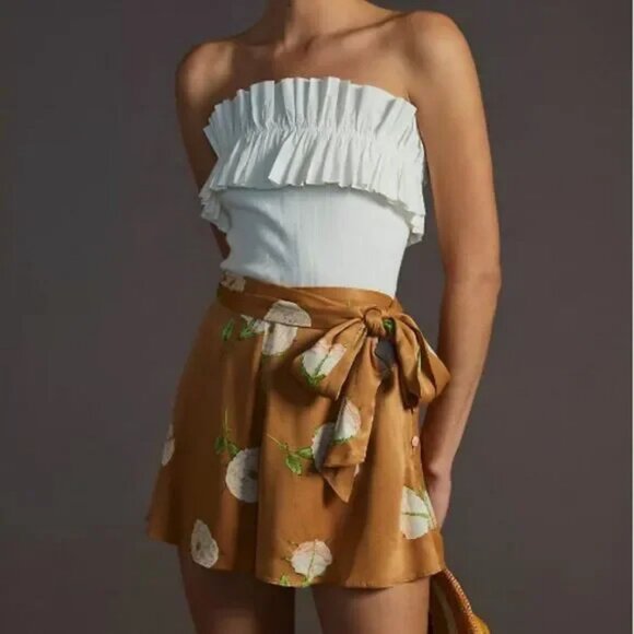 NWT Anthropologie Maeve Silky Floral Mini Skort.SZ M